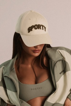 Beige Women's Bo And Tee Appliqué Baseball Caps | 63827-GTFI