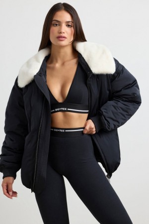 Black Women's Bo And Tee Any Day - Oversized Bomber Jacket Jackets | 81590-EXVG