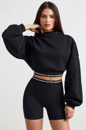 Black Women's Bo And Tee Cropped Hoodie | 68541-IOVZ