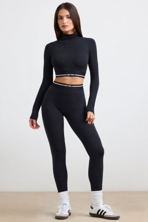 Black Women's Bo And Tee High-Waist Leggings | 57490-ZLAC