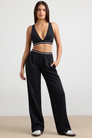 Black Women's Bo And Tee High-Waist Straight-Leg Joggers | 80726-XRHW