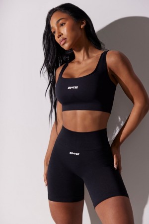 Black Women's Bo And Tee High Waist Super Sculpt Biker Shorts | 38261-ZBLV