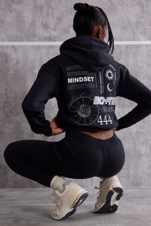 Black Women's Bo And Tee Hooded Sweatshirts | 87461-MOZN