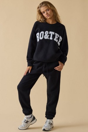 Black Women's Bo And Tee Mid-Rise Joggers | 45863-NPKG