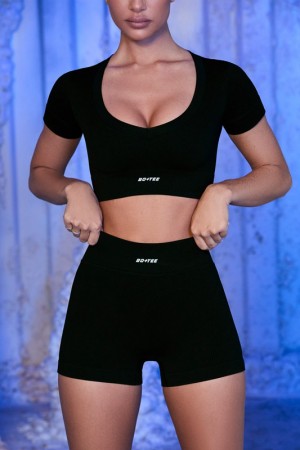 Black Women's Bo And Tee Mini Shorts | 65041-CPST