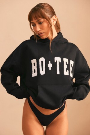 Black Women's Bo And Tee Oversized K3 Hoodie | 19406-FOVM