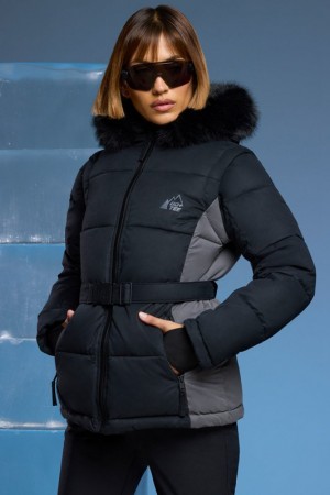 Black Women's Bo And Tee Ski Jacket with Detachable Sleeves Jackets | 20136-TOGU