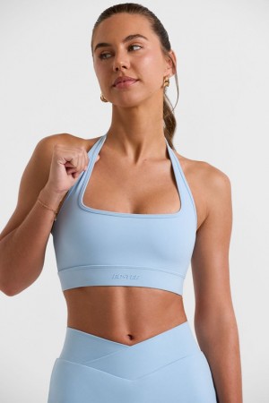 Blue Women's Bo And Tee Halterneck Crop Tops | 54307-RAEW