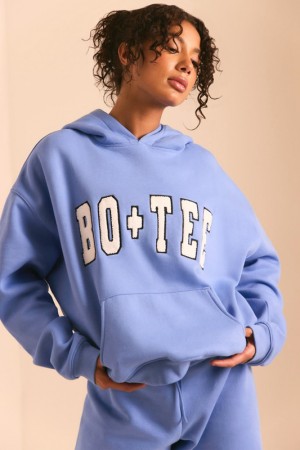 Blue Women's Bo And Tee Oversized K6 Hoodie | 53097-DSFR