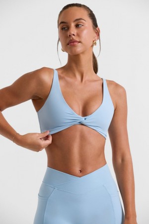 Blue Women's Bo And Tee Twist Bust Sports Bra | 67083-NKPQ