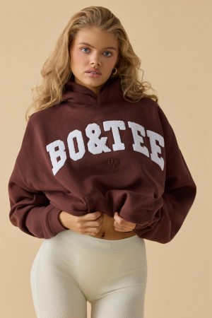 Burgundy Women's Bo And Tee Oversized Hooded JM05 Sweatshirts | 32594-IOKS