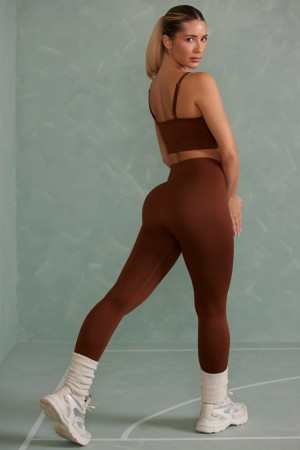 Copper Brown Women's Bo And Tee Super Sculpt Full Length Leggings | 92378-DIHK