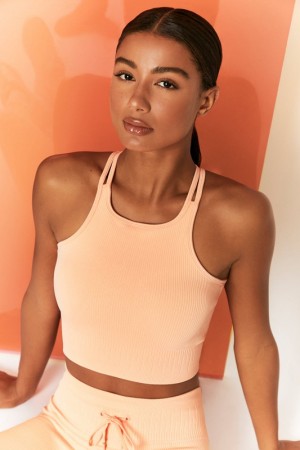 Coral Women's Bo And Tee Ribbed Racer Crop Tops | 16820-URWT