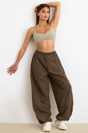 Dark Brown Women's Bo And Tee Convertible Wide Leg Track Pants | 49172-DUHI