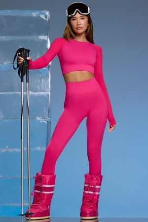 Fuchsia Pink Women's Bo And Tee Super Sculpt Base Layer Leggings | 97263-DOPT