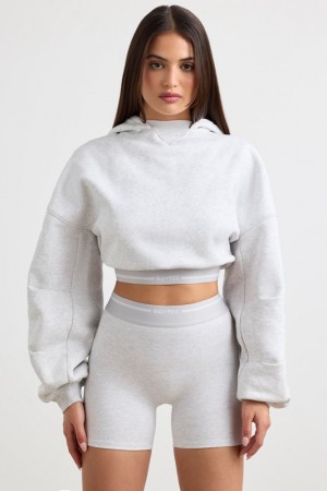 Grey Women's Bo And Tee Cropped Hoodie | 23791-DQMB