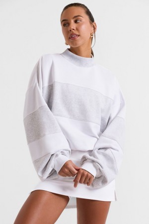 Grey Women's Bo And Tee Oversized High Neck Sweatshirts | 67531-TWJK