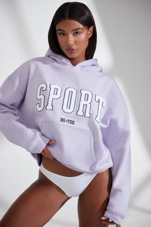 Lavender Women's Bo And Tee Oversized Hooded JM009 Sweatshirts | 50634-FITN