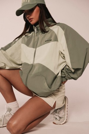 Light Green Women's Bo And Tee Colourblock Track Jackets | 10824-UGIQ