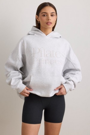 Light Grey Women's Bo And Tee Oversized Hooded JM052 Sweatshirts | 03267-JDCV