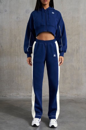 Navy Women's Bo And Tee Petite Wide Leg Sweatpants | 89765-YATF