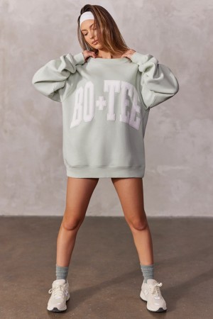 Olive Women's Bo And Tee Oversized MK03 Sweatshirts | 09186-UXNS