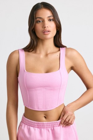 Pink Women's Bo And Tee Corset Crop Tops | 98374-BKYT