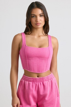 Pink Women's Bo And Tee Corset Crop Tops | 36872-CKLS