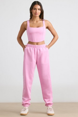 Pink Women's Bo And Tee Petite Oversized Joggers | 61378-VYTO