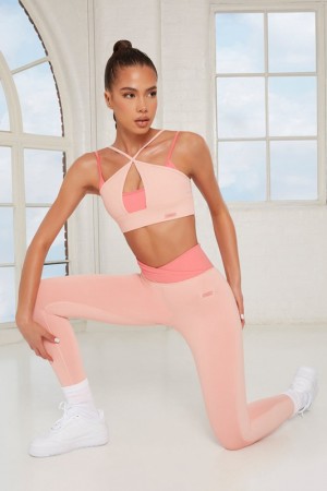 Pink Women's Bo And Tee Wrap V Waist Leggings | 60278-TBQZ