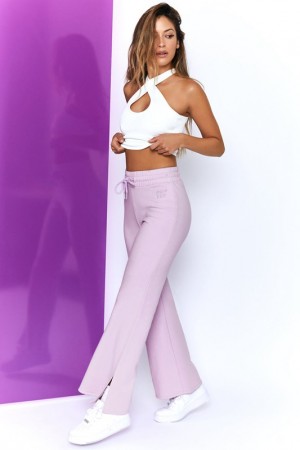 Purple Women's Bo And Tee Wide Leg Joggers | 54789-JNSY