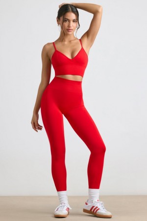 Red Women's Bo And Tee High-Waist Define Luxe Leggings | 68491-PZSJ