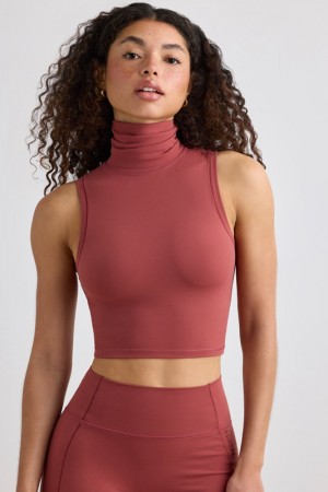 Red Women's Bo And Tee Soft Active Turtleneck Tank Top | 14358-YXIA