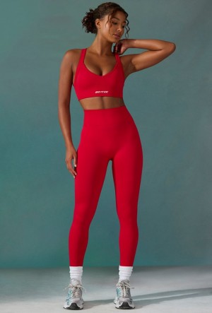 Red Women's Bo And Tee Super Sculpt Seamless Leggings | 65931-KGRJ