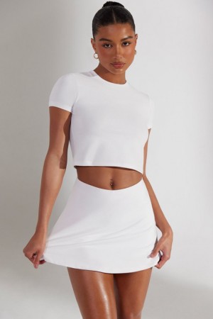 White Women's Bo And Tee A-Line Mini Skorts | 94387-AMXC