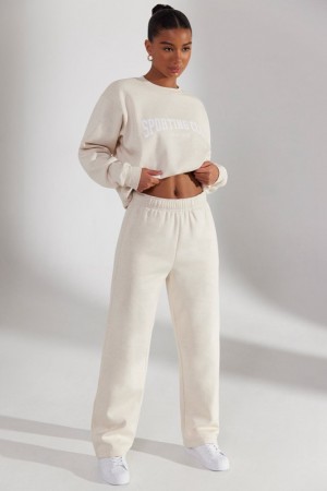 White Women's Bo And Tee Wide Leg Joggers | 43602-JNKV