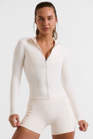 White Women's Bo And Tee Zip Up Jacket Jackets | 89365-EBWL