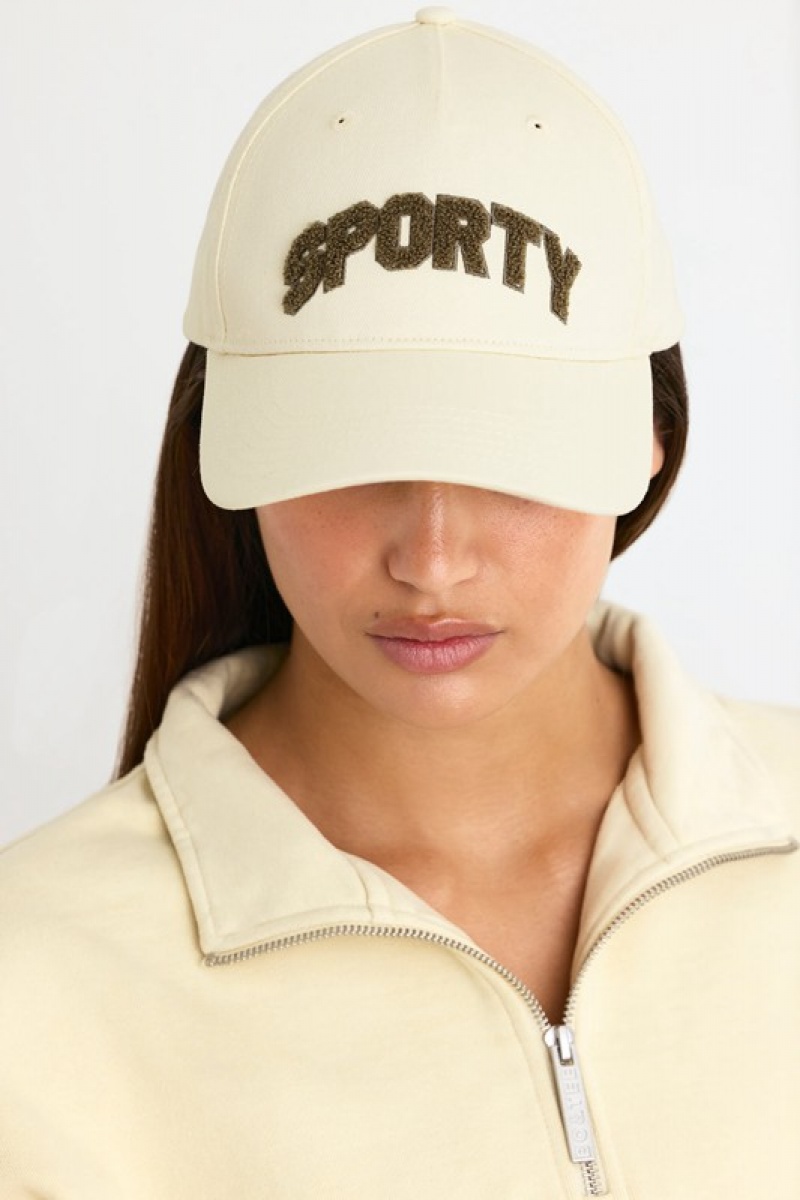 Beige Women's Bo And Tee Appliqué Baseball Caps | 63827-GTFI