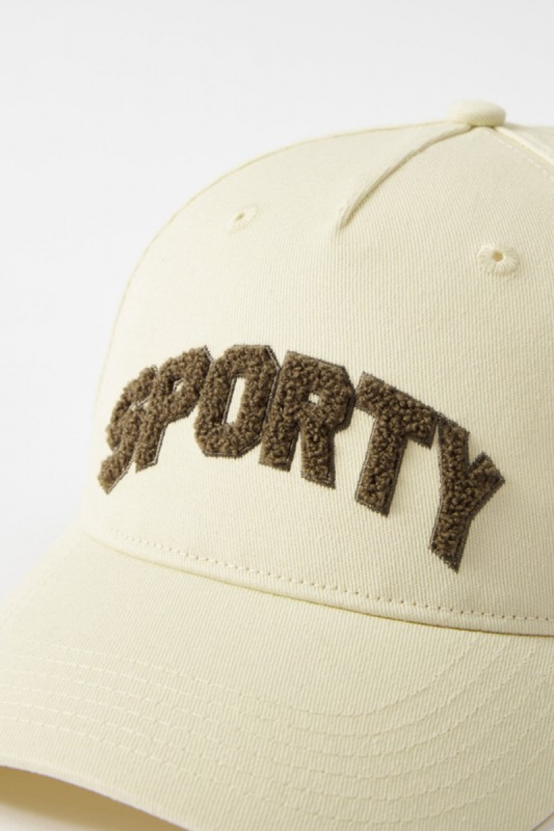 Beige Women's Bo And Tee Appliqué Baseball Caps | 63827-GTFI