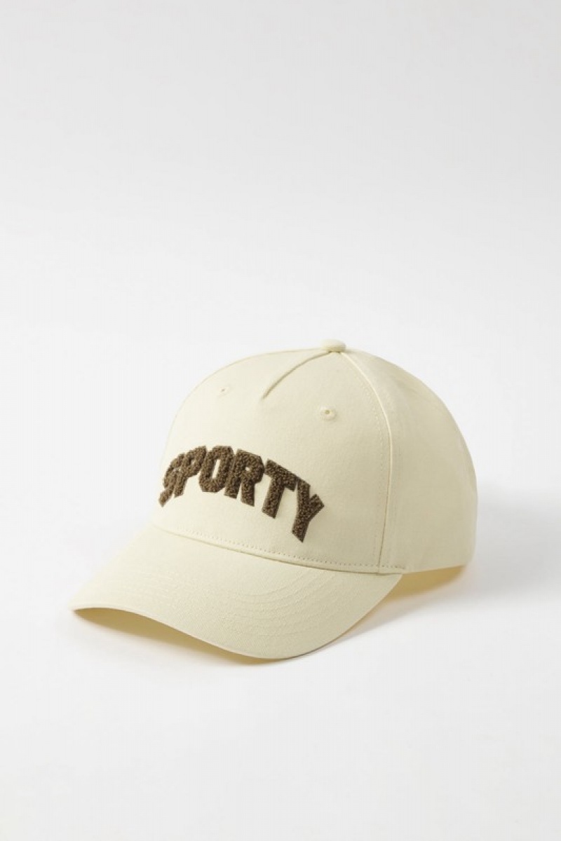 Beige Women's Bo And Tee Appliqué Baseball Caps | 63827-GTFI