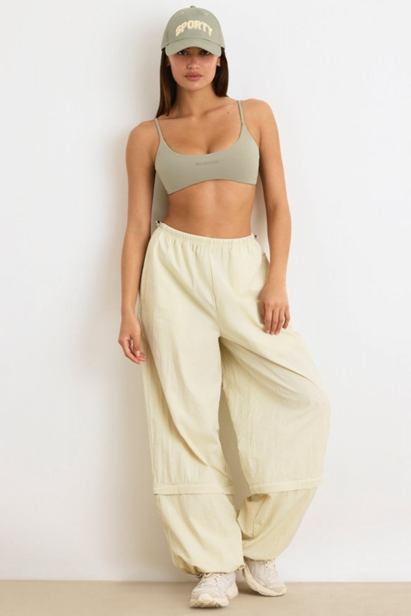 Beige Women's Bo And Tee Convertible Wide Leg Track Pants | 21036-UECH