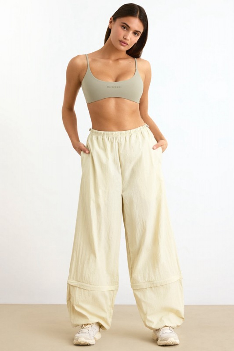 Beige Women's Bo And Tee Convertible Wide Leg Track Pants | 21036-UECH