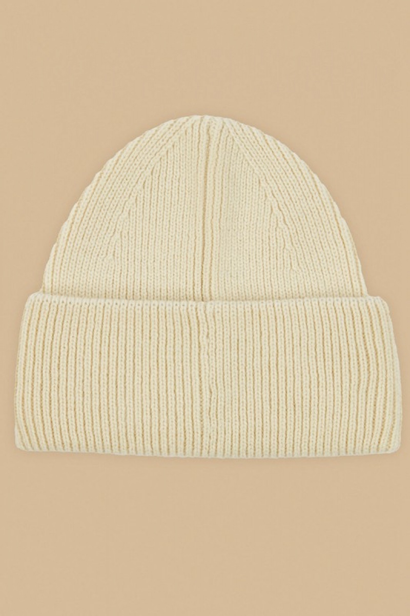 Beige Women's Bo And Tee Knit Beanie | 96803-XYID