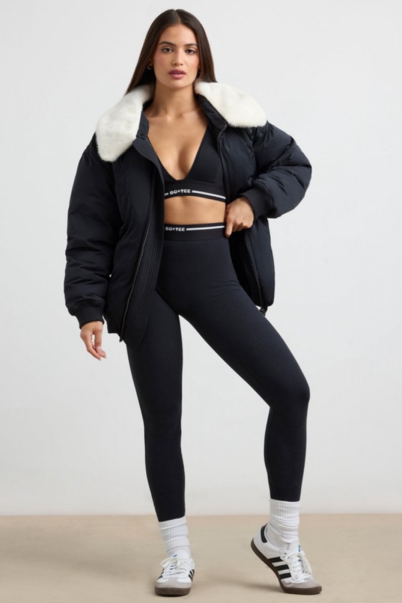 Black Women's Bo And Tee Any Day - Oversized Bomber Jacket Jackets | 81590-EXVG