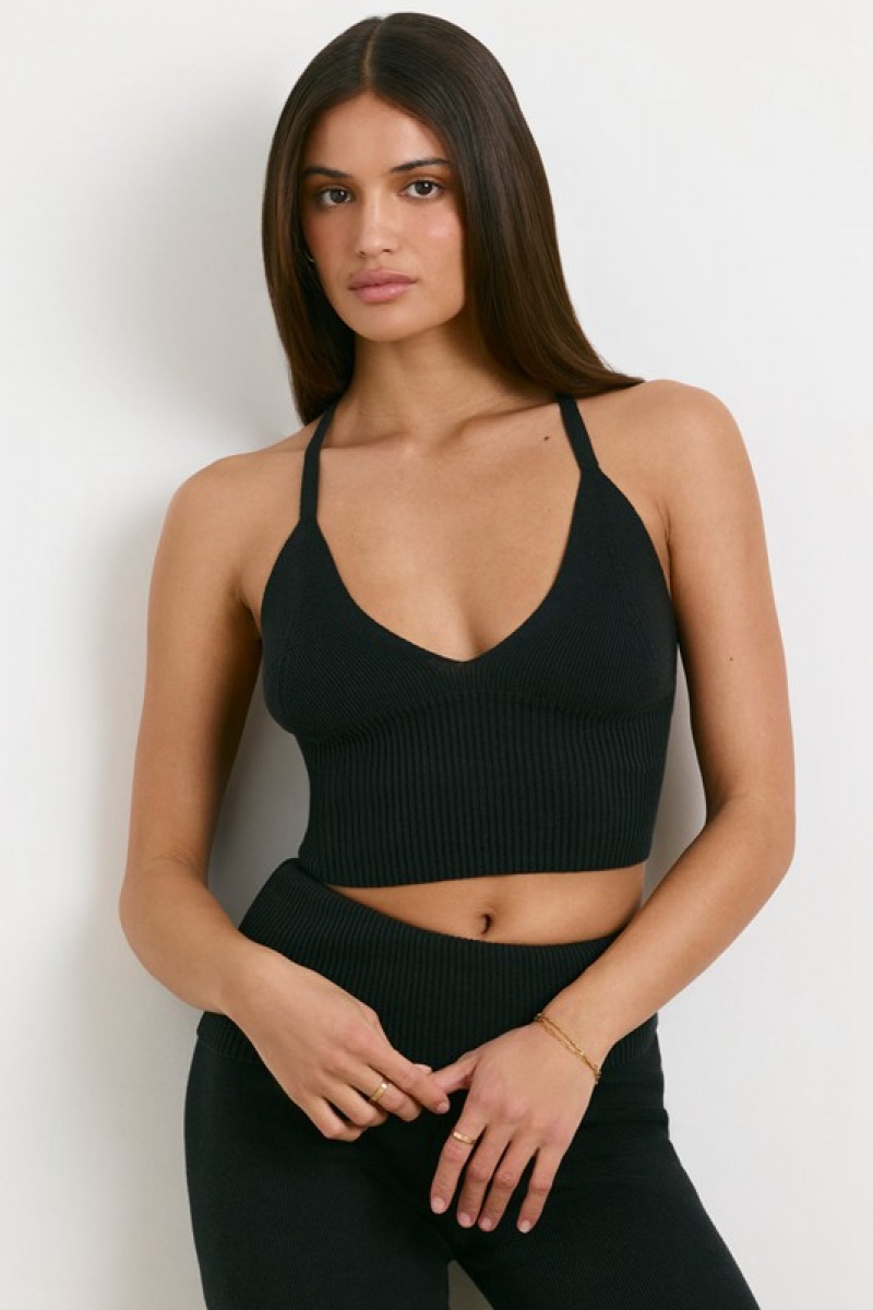 Black Women's Bo And Tee Chunky Knit Tank Top | 08639-SEMU