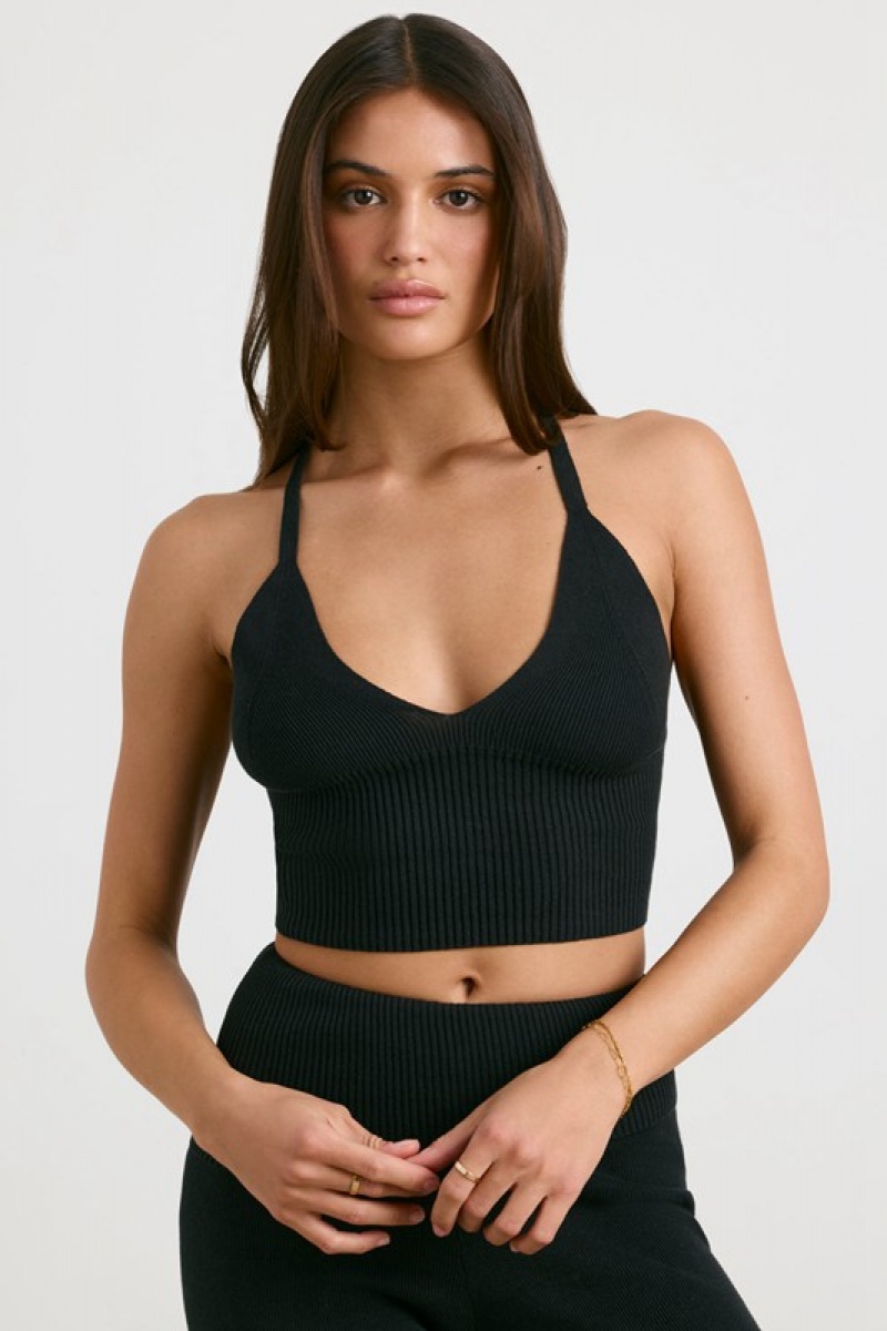 Black Women's Bo And Tee Chunky Knit Tank Top | 08639-SEMU