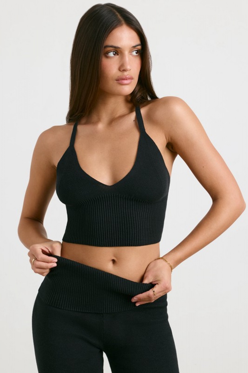 Black Women's Bo And Tee Chunky Knit Tank Top | 08639-SEMU