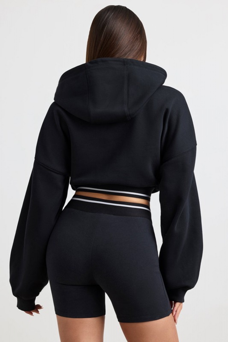 Black Women's Bo And Tee Cropped Hoodie | 68541-IOVZ