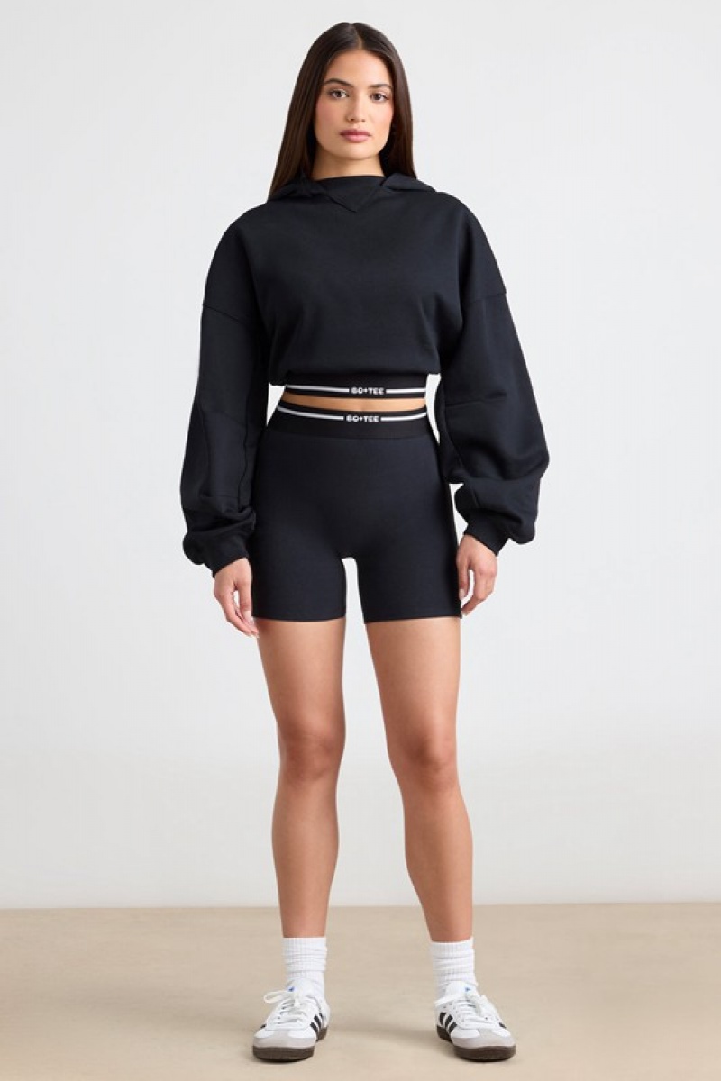 Black Women's Bo And Tee Cropped Hoodie | 68541-IOVZ