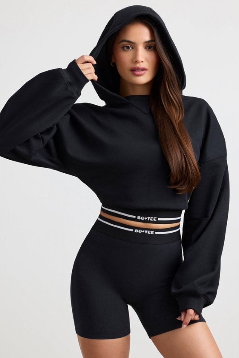 Black Women's Bo And Tee Cropped Hoodie | 68541-IOVZ